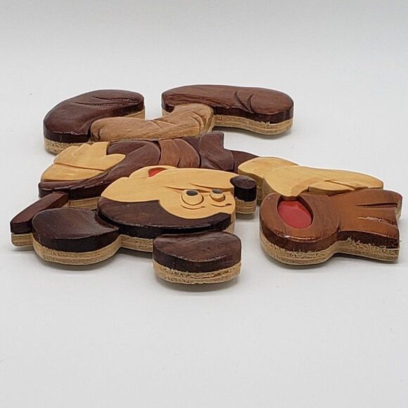 Intarsia Wood Vintage 1980s Carved Mickey Mouse Top Hat & Cane Wall Hanging - Picture 6 of 15